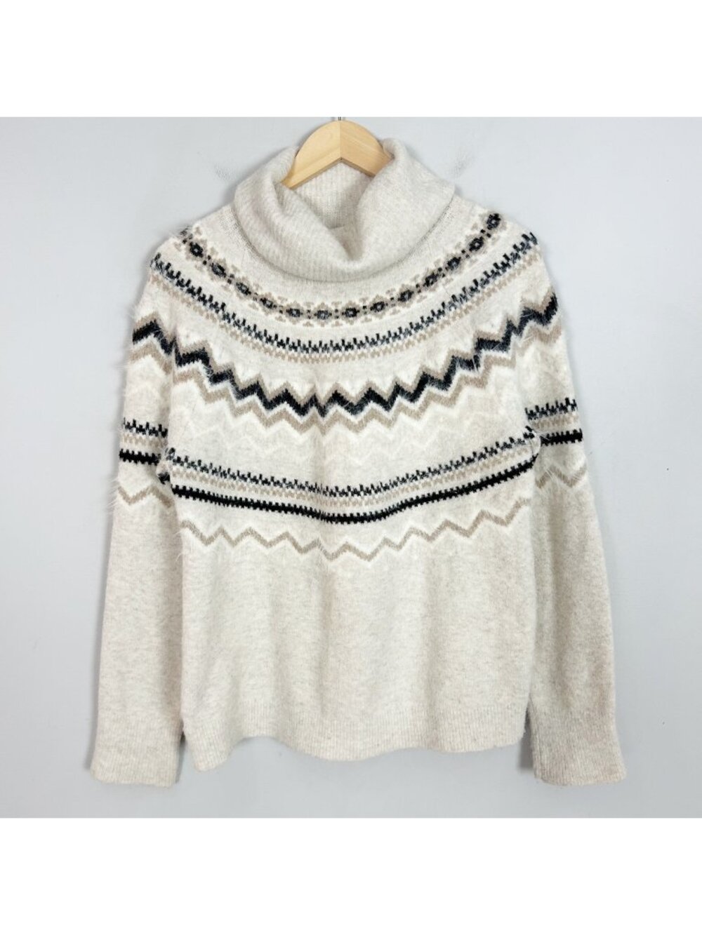 Loft Fair Isle Fuzzy Turtleneck Sweater Fall‎ Winter Classic Size Large Women's